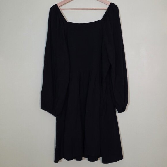 Old Navy Dress Womens 3X Black Square Neck Puff Sleeve Milkmaid Smocked Top Goth - Picture 2 of 13
